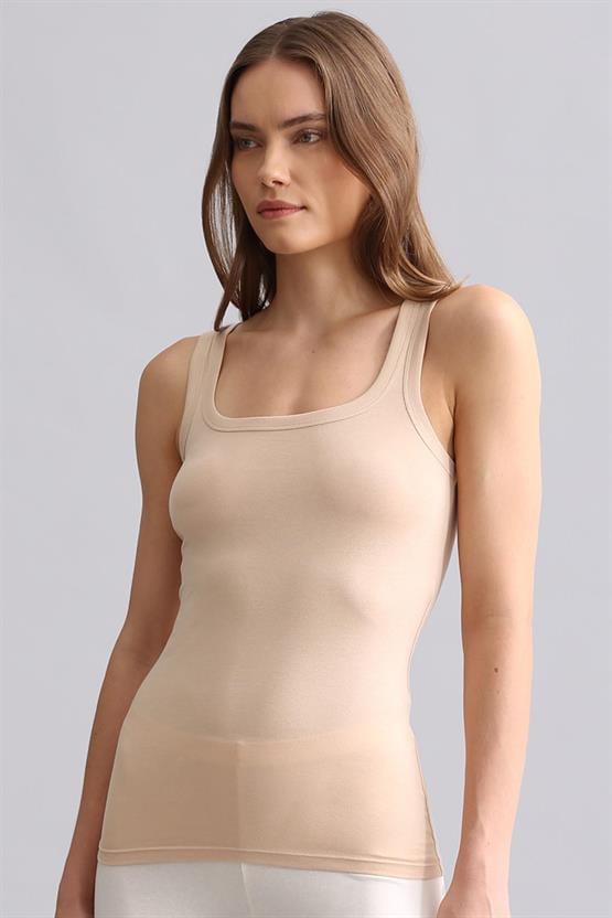 Mısırlı Modal by TENCEL U HELEN Kalın Askılı Long T-Shirt / Atlet Ten