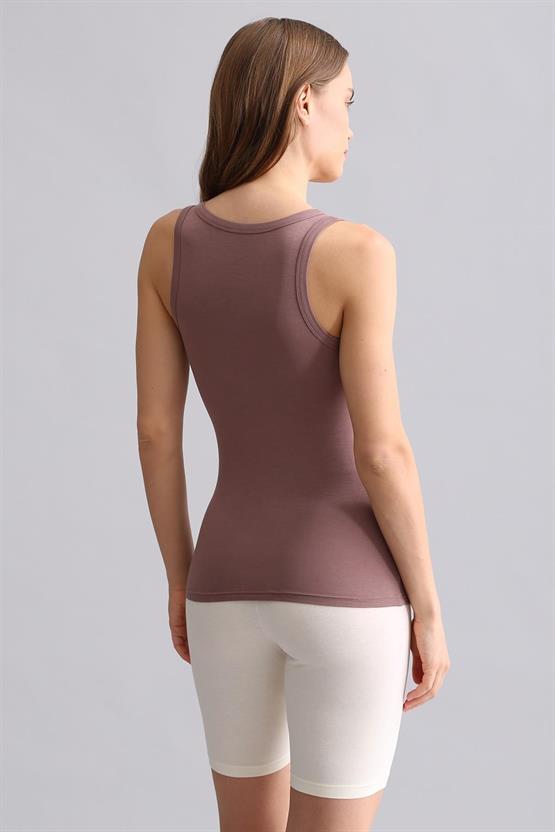 Mısırlı Modal by TENCEL U HELEN Kalın Askılı Long T-Shirt / Atlet Lavender