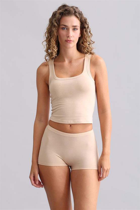 Mısırlı Modal by TENCEL U HELEN Kalın Askılı Crop / T-Shirt Ten