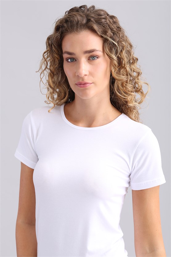 Mısırlı Modal by TENCEL VICTORIA Bisiklet Yaka Fanila / T-Shirt Beyaz
