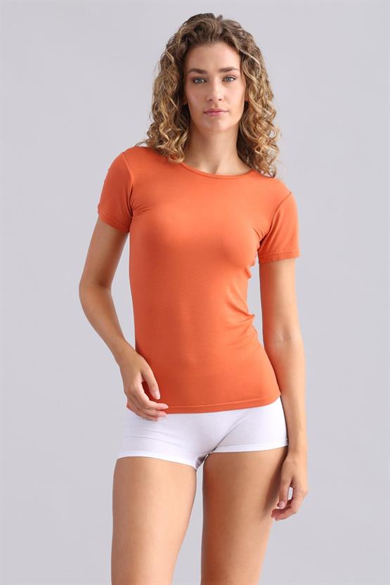Mısırlı Modal by TENCEL VICTORIA Bisiklet Yaka Fanila / T-Shirt Pas Kırmızı