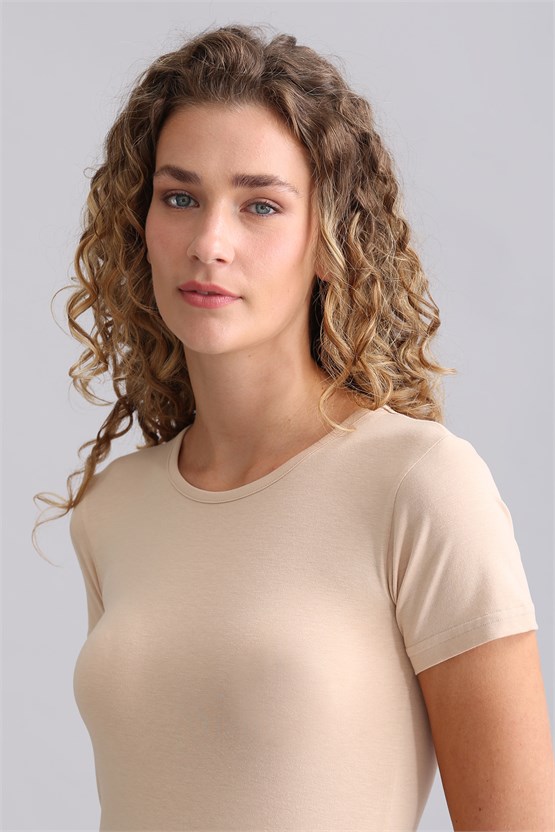 Mısırlı Modal by TENCEL VICTORIA Bisiklet Yaka Fanila / T-Shirt Ten