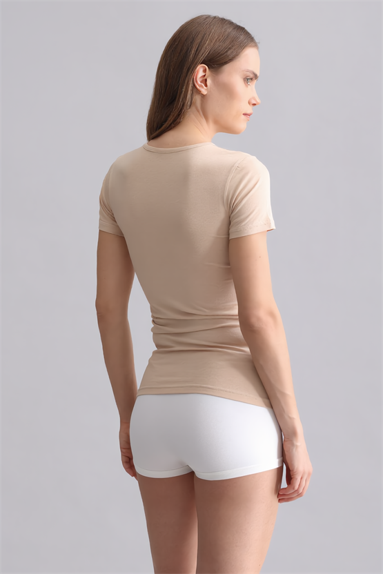 Mısırlı Modal by TENCEL VICTORIA V Yaka Fanila / T-Shirt Ten