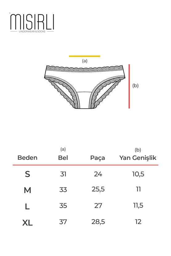 Kadın Modal Dantelli Yüksek Bel Hipster Külot Ekru