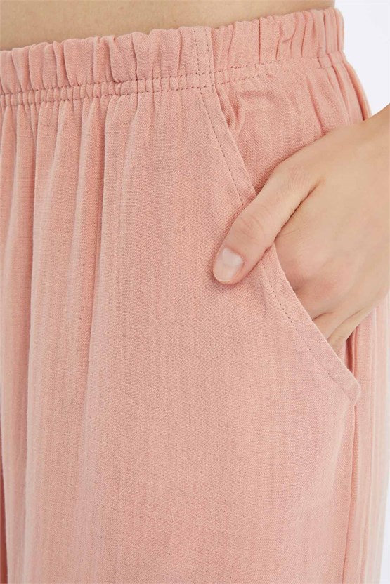 Mısırlı MÜSLİN Pamuklu Pantolon Pembe