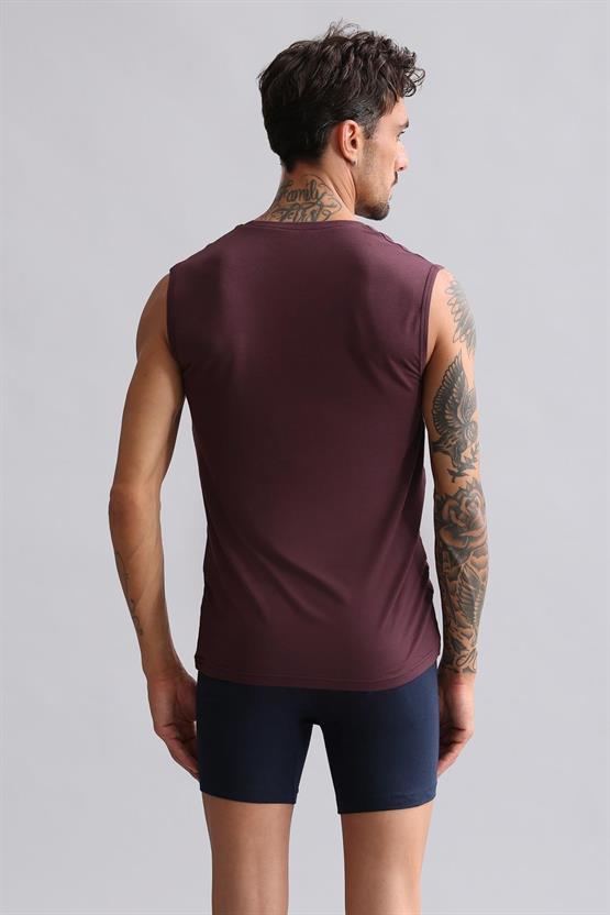 Mısırlı ORGANIC Pamuklu HERCULES Slim Fit Bisiklet Yaka Sporcu Atlet / T-Shirt Mor