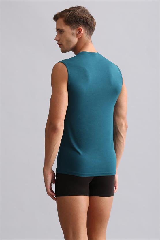 Mısırlı ORGANIC Pamuklu HERCULES Slim Fit V Yaka Sporcu Atlet / T-Shirt Fit Green