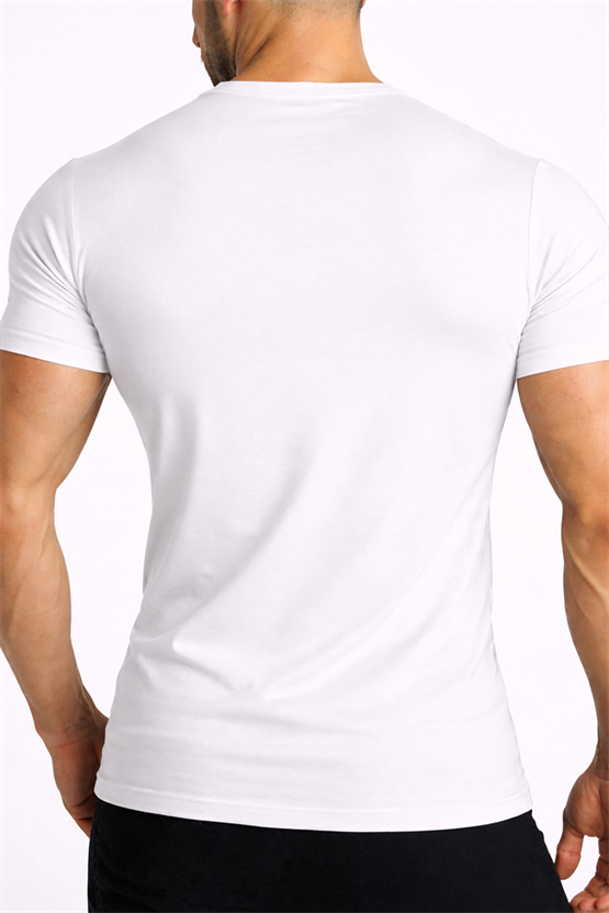Mısırlı ORGANIC Pamuklu HERCULES Slim Fit Bisiklet Yaka Fanila / T-Shirt Beyaz