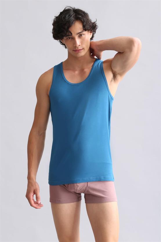 Mısırlı ORGANIC Pamuklu HERCULES Slim Fit Basic Atlet Petrol