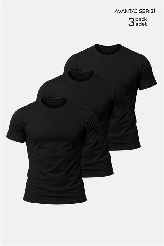 Mısırlı ORGANIC Pamuklu HERCULES Slim Fit Bisiklet Yaka Fanila Siyah