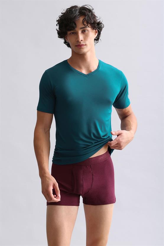 Mısırlı ORGANIC Pamuklu HERCULES Slim Fit V Yaka Fanila / T-Shirt Fit Green
