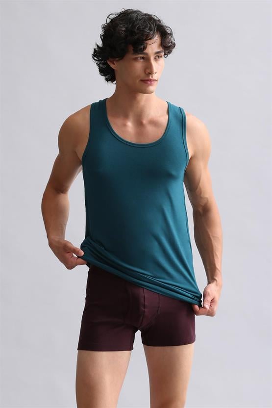 Mısırlı ORGANIC Pamuklu HERCULES Slim Fit Basic Atlet Fit Green