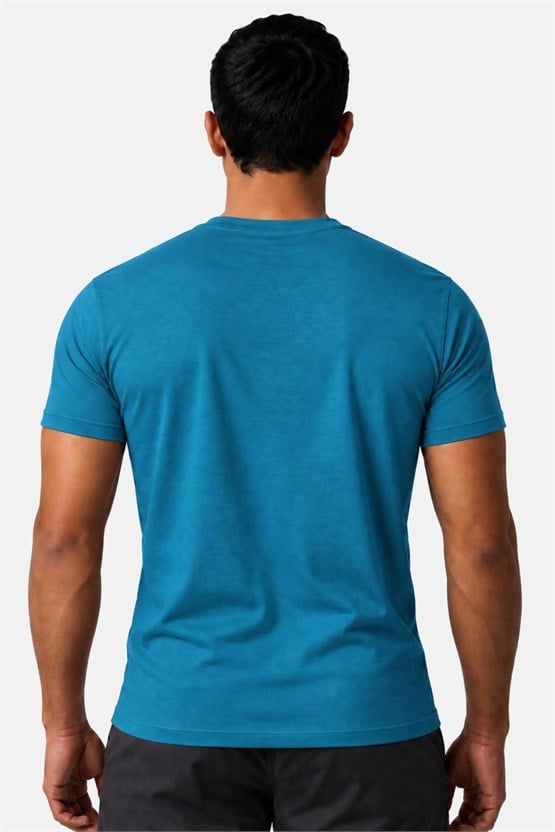 Mısırlı ORGANIC Pamuklu HERCULES Slim Fit Bisiklet Yaka Fanila Petrol