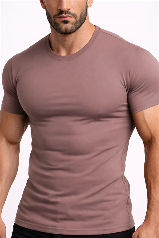 Mısırlı ORGANIC Pamuklu HERCULES Slim Fit Bisiklet Yaka Fanila / T-Shirt Lavender