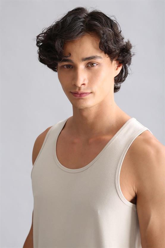 Mısırlı ORGANIC Pamuklu HERCULES Slim Fit Basic Atlet Toprak Bej