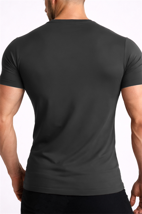 Mısırlı ORGANIC Pamuklu HERCULES Slim Fit Bisiklet Yaka Fanila / T-Shirt Antrasit