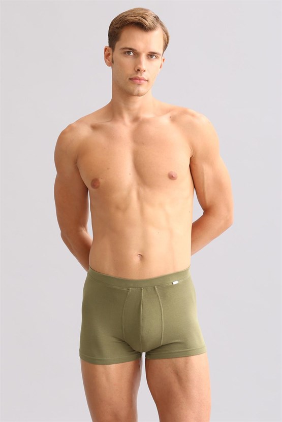 Mısırlı ORGANIC Pamuklu ZEUS LUXURY Regular Fit Metal Armalı Boxer Haki Zeytin