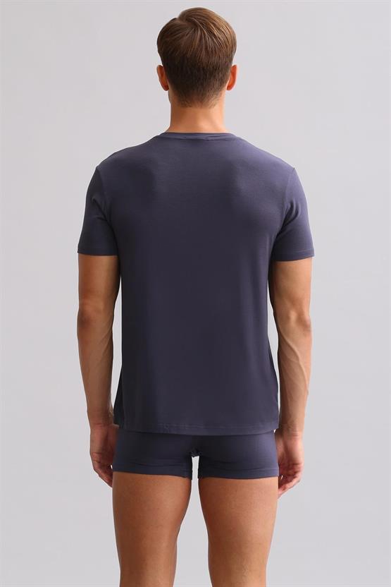 Mısırlı ORGANIC Pamuklu ZEUS LUXURY Regular Fit Bisiklet Yaka Fanila / T-Shirt Antrasit