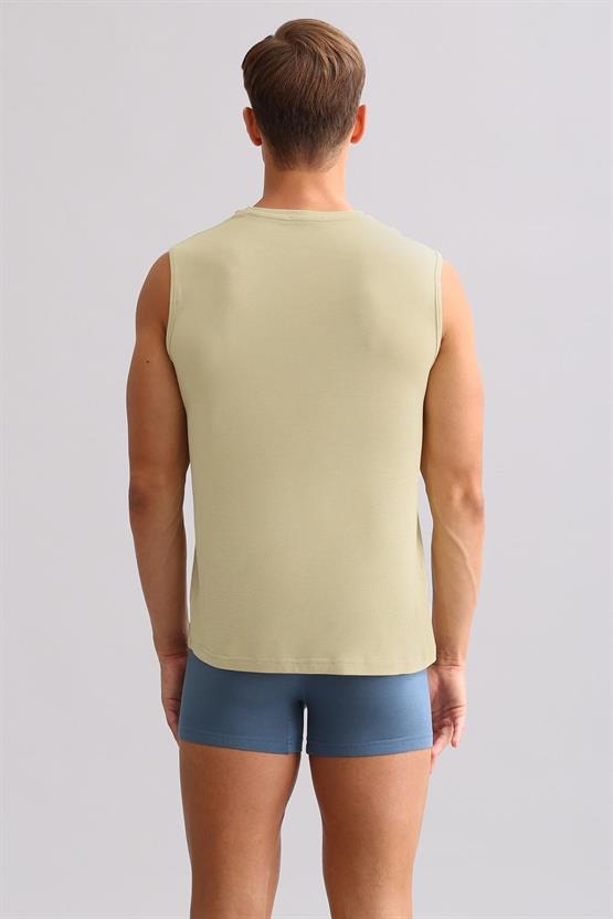 Mısırlı ORGANIC Pamuklu ZEUS LUXURY Regular Fit Bisiklet Yaka Sporcu Atlet / T-Shirt Haki Ada