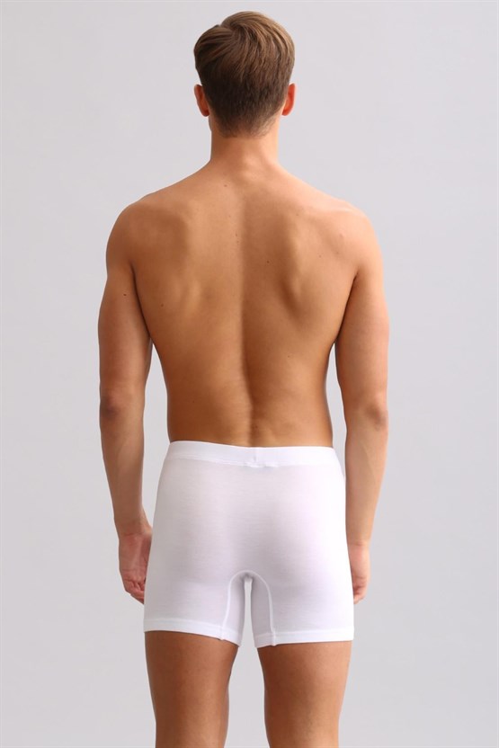 Mısırlı ORGANIC Pamuklu ZEUS LUXURY Regular Fit Metal Armalı Long Boxer Beyaz