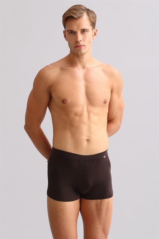 Mısırlı ORGANIC Pamuklu ZEUS LUXURY Regular Fit Metal Armalı Boxer Kahverengi