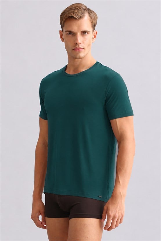 Mısırlı ORGANIC Pamuklu ZEUS LUXURY Regular Fit Bisiklet Yaka Fanila Fit Green