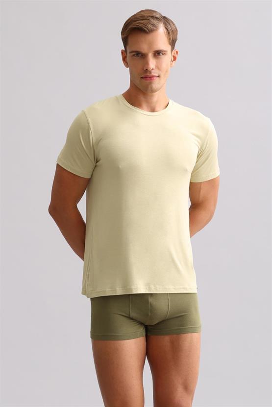 Mısırlı ORGANIC Pamuklu ZEUS LUXURY Regular Fit Bisiklet Yaka Fanila / T-Shirt Haki Ada