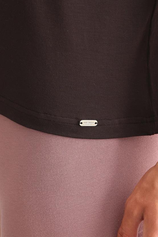 Mısırlı ORGANIC Pamuklu ZEUS LUXURY Regular Fit Bisiklet Yaka Fanila / T-Shirt Kahverengi