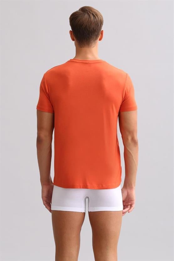 Mısırlı ORGANIC Pamuklu ZEUS LUXURY Regular Fit Bisiklet Yaka Fanila / T-Shirt Pas Kırmızı
