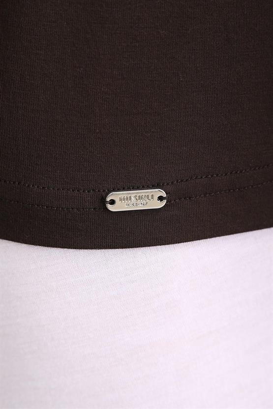 Mısırlı ORGANIC Pamuklu ZEUS LUXURY Regular Fit V Yaka Sporcu Atlet / T-Shirt Kahverengi