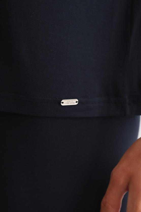 Mısırlı ORGANIC Pamuklu ZEUS LUXURY Regular Fit Bisiklet Yaka Sporcu Atlet / T-Shirt Lacivert
