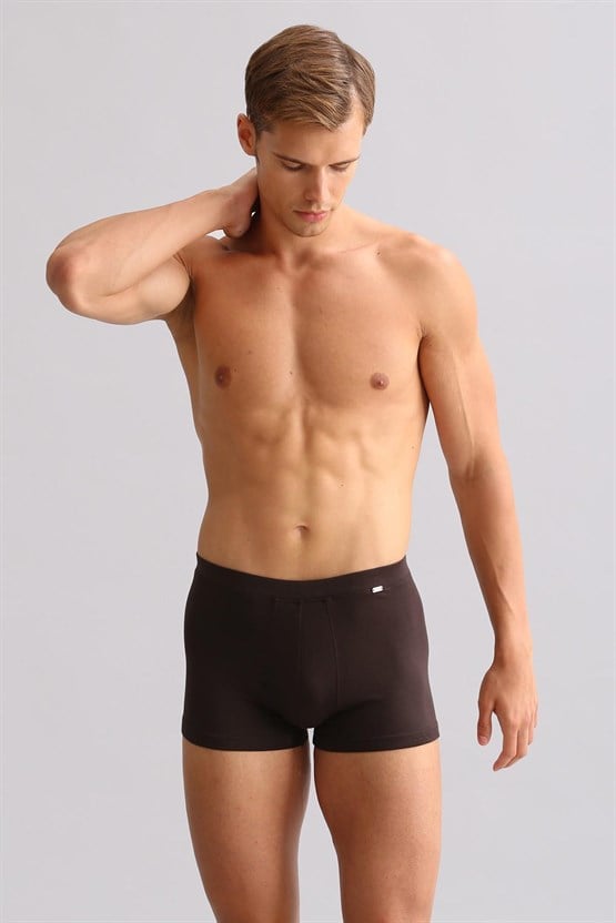Mısırlı ORGANIC Pamuklu ZEUS LUXURY Regular Fit Metal Armalı Boxer Kahverengi