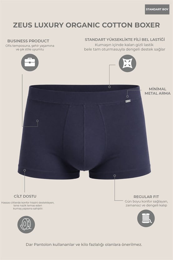 Mısırlı ORGANIC Pamuklu ZEUS LUXURY Regular Fit Metal Armalı Boxer Siyah
