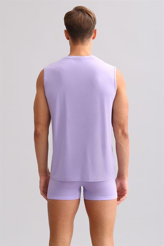 Mısırlı ORGANIC Pamuklu ZEUS LUXURY Regular Fit Bisiklet Yaka Sporcu Atlet / T-Shirt Mor