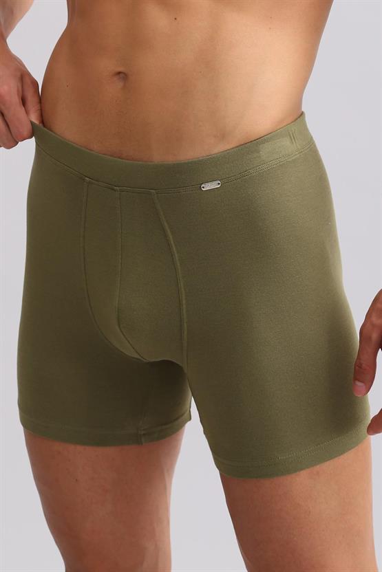 Mısırlı ORGANIC Pamuklu ZEUS LUXURY Regular Fit Metal Armalı Long Boxer Haki Zeytin