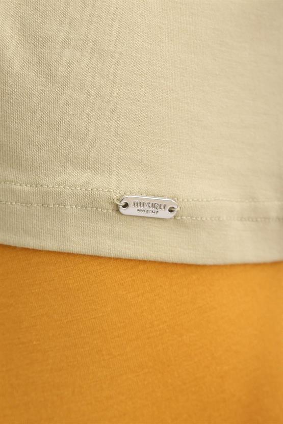 Mısırlı ORGANIC Pamuklu ZEUS LUXURY Regular Fit V Yaka Fanila / T-Shirt Haki Ada