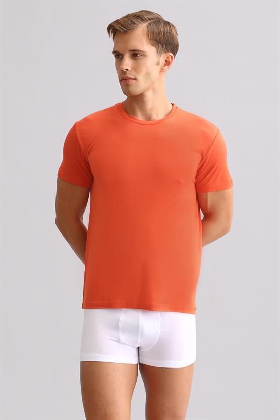 Mısırlı ORGANIC Pamuklu ZEUS LUXURY Regular Fit Bisiklet Yaka Fanila / T-Shirt Pas Kırmızı