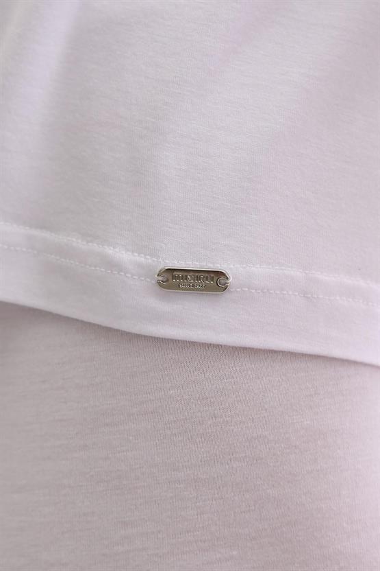 Mısırlı ORGANIC Pamuklu ZEUS LUXURY Regular Fit V Yaka Sporcu Atlet / T-Shirt Beyaz