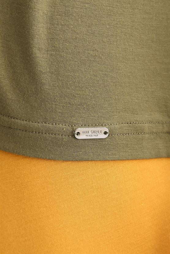 Mısırlı ORGANIC Pamuklu ZEUS LUXURY Regular Fit Bisiklet Yaka Sporcu Atlet / T-Shirt Haki Zeytin