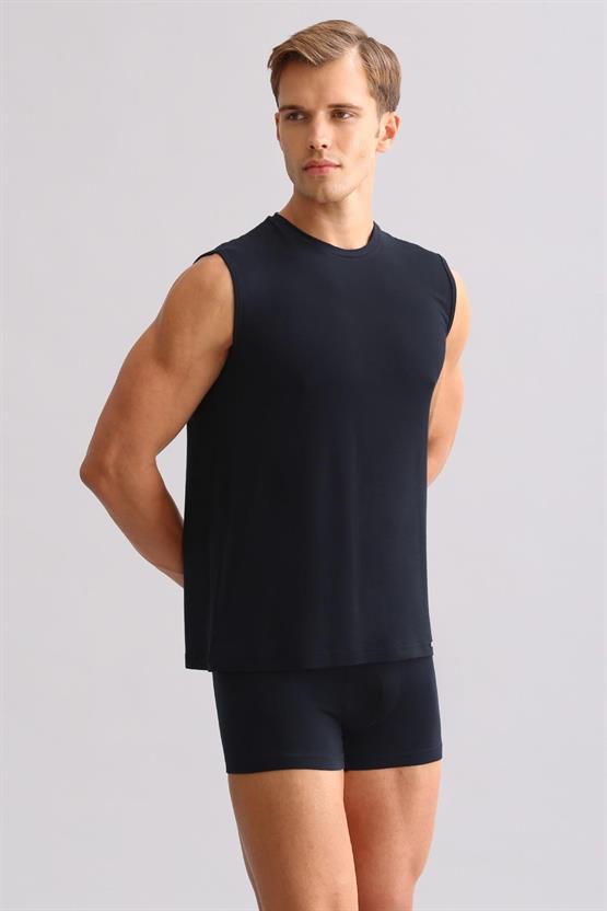 Mısırlı ORGANIC Pamuklu ZEUS LUXURY Regular Fit Bisiklet Yaka Sporcu Atlet / T-Shirt Lacivert