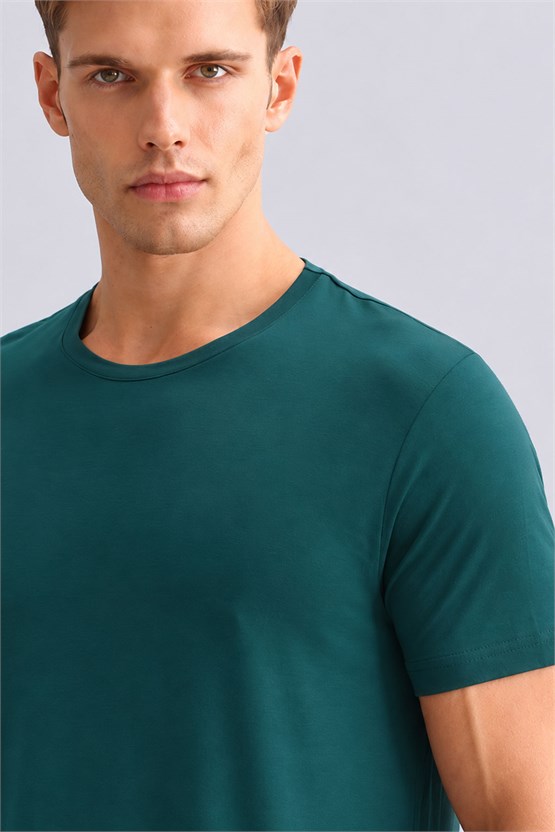 Mısırlı ORGANIC Pamuklu ZEUS LUXURY Regular Fit Bisiklet Yaka Fanila Fit Green