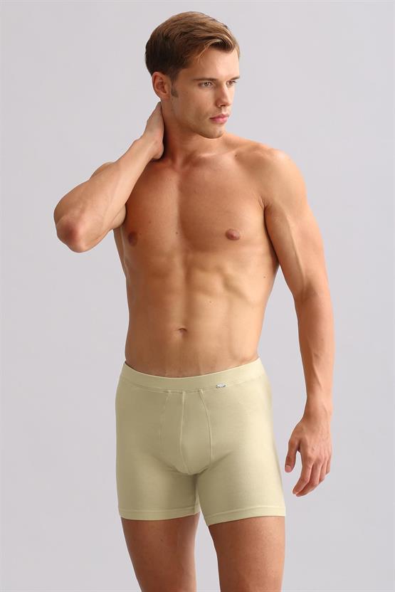 Mısırlı ORGANIC Pamuklu ZEUS LUXURY Regular Fit Metal Armalı Long Boxer Haki Ada