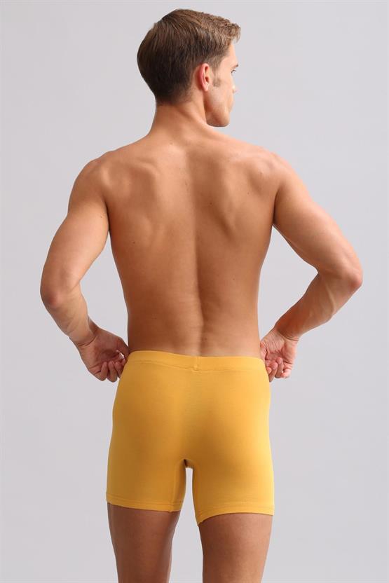 Mısırlı ORGANIC Pamuklu ZEUS LUXURY Regular Fit Metal Armalı Long Boxer Hardal