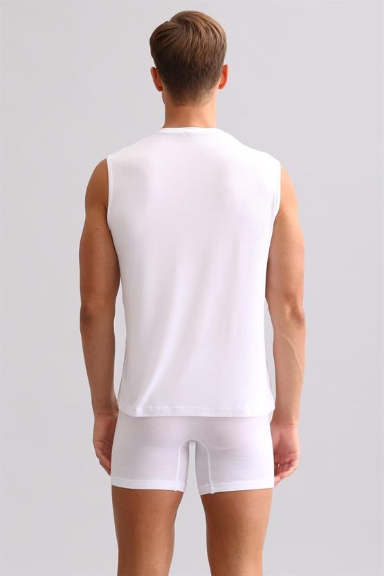 Mısırlı ORGANIC Pamuklu ZEUS LUXURY Regular Fit V Yaka Sporcu Atlet / T-Shirt Beyaz