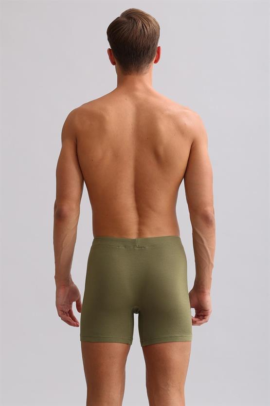 Mısırlı ORGANIC Pamuklu ZEUS LUXURY Regular Fit Metal Armalı Long Boxer Haki Zeytin