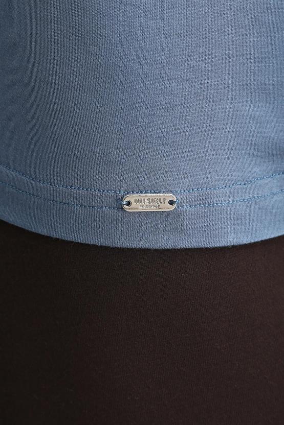 Mısırlı ORGANIC Pamuklu ZEUS LUXURY Regular Fit V Yaka Fanila / T-Shirt Gece Mavisi
