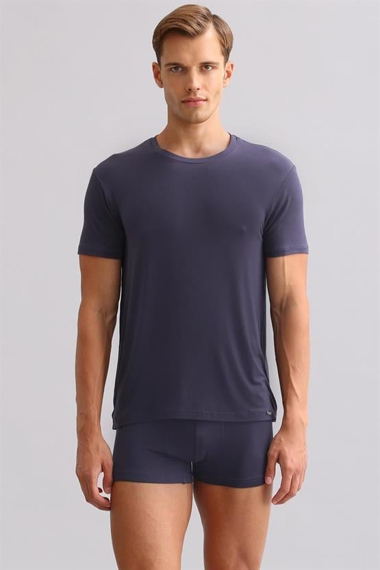 Mısırlı ORGANIC Pamuklu ZEUS LUXURY Regular Fit Bisiklet Yaka Fanila / T-Shirt Antrasit