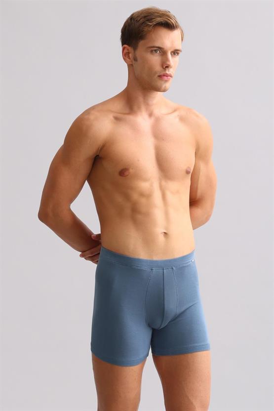 Mısırlı ORGANIC Pamuklu ZEUS LUXURY Regular Fit Metal Armalı Long Boxer Gece Mavisi