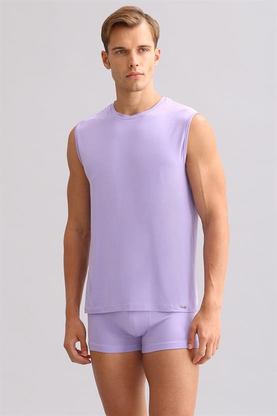 Mısırlı ORGANIC Pamuklu ZEUS LUXURY Regular Fit Bisiklet Yaka Sporcu Atlet / T-Shirt Mor