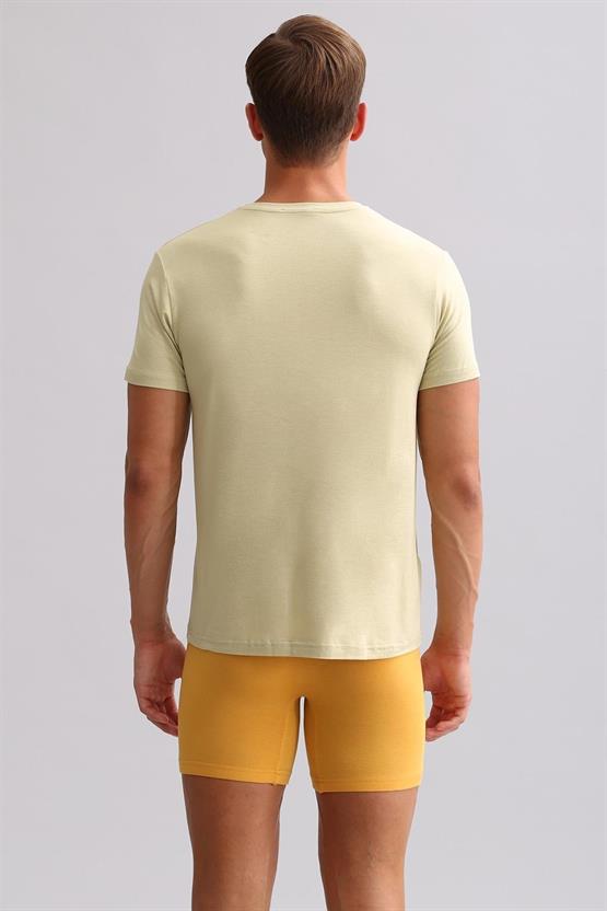 Mısırlı ORGANIC Pamuklu ZEUS LUXURY Regular Fit V Yaka Fanila / T-Shirt Haki Ada
